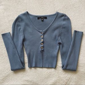 SMALL Blue Fitted Long Sleeve